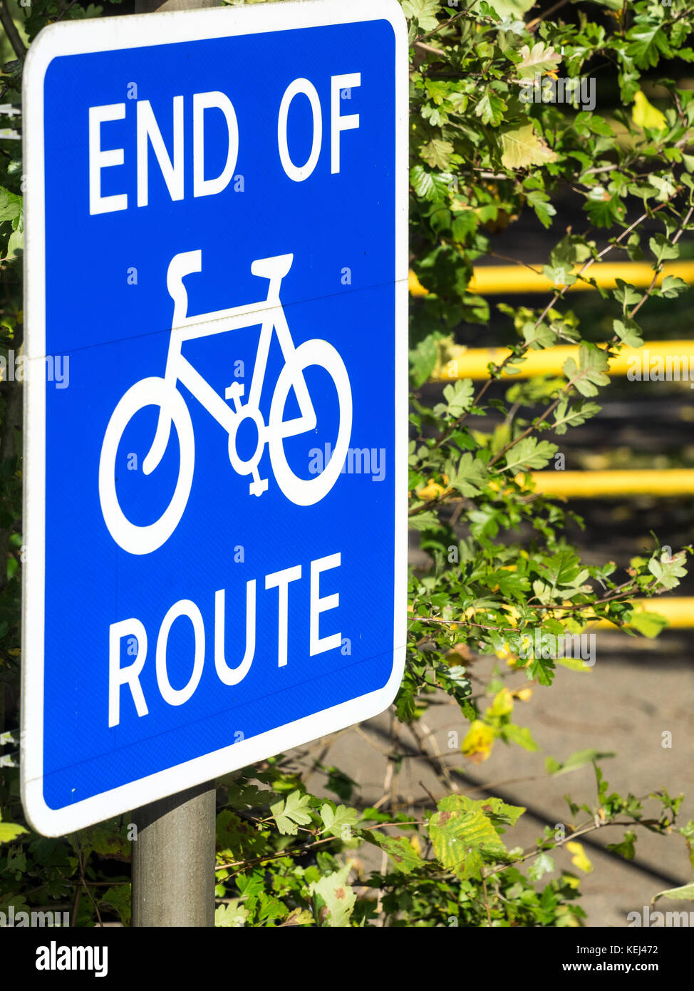 End of Cycle Route sign in Cambridge UK Stock Photo