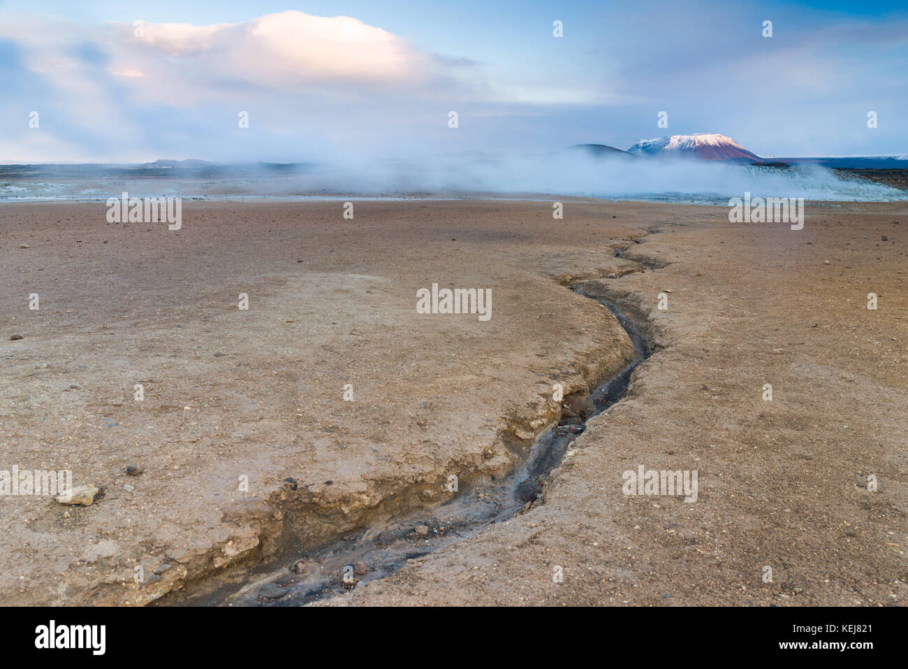 Namaskard or Námaskarð geothermal volcanic fumeroles and landscape near Myvatn in northern Iceland Stock Photo