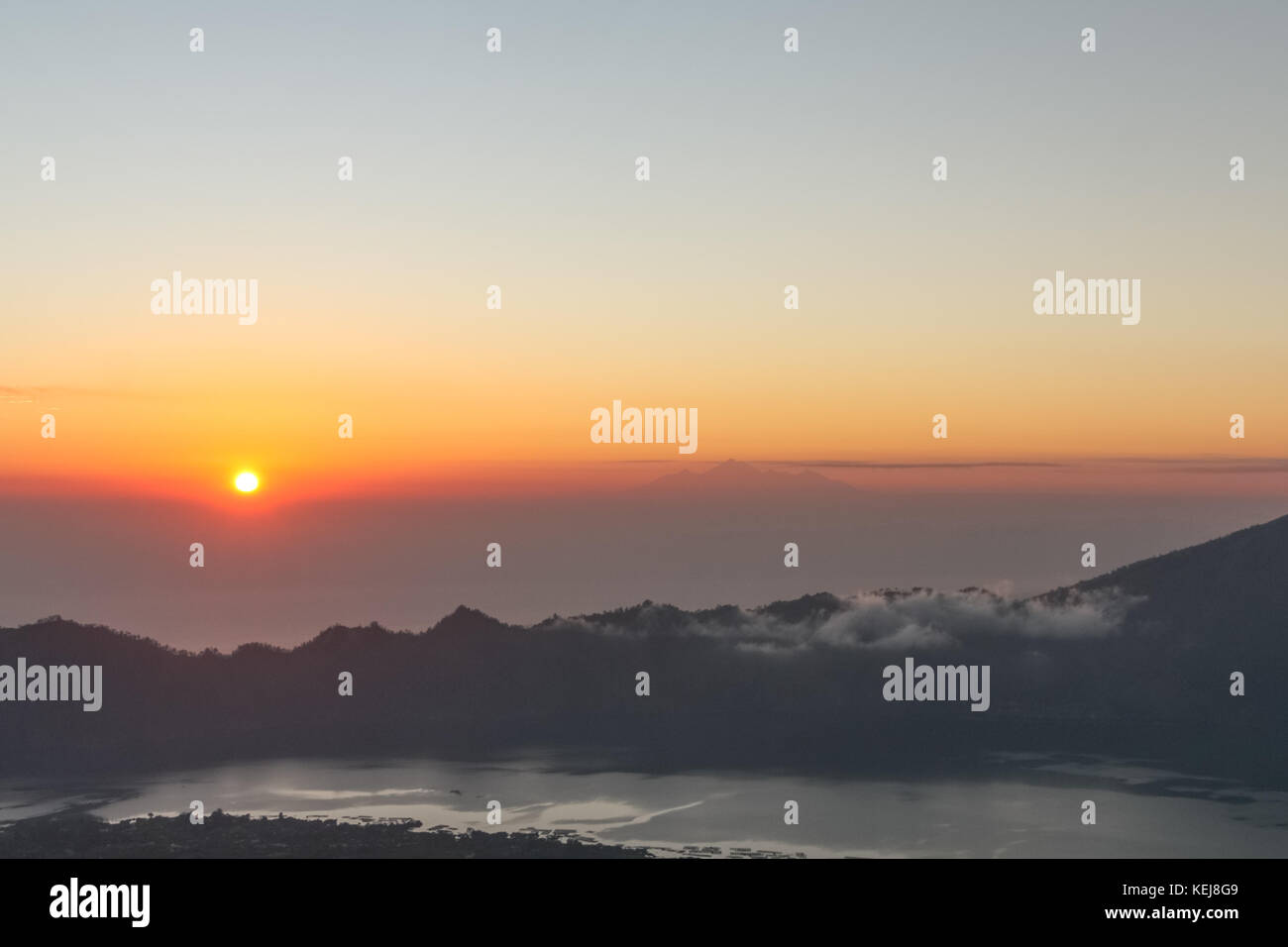 Sunrise seen from Mount Batur - Bali - Indonesia Stock Photo - Alamy