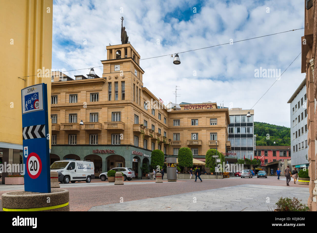 Chiasso, Switzerland - May 24, 2017:  City center of Chiasso, St. Gotthard Course (corso San Gottardo) Stock Photo