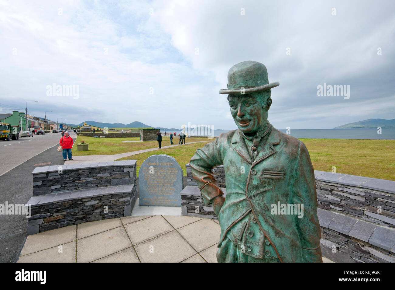 Statue of Charlie Chaplin (1889 1977) on the seafront in Waterville