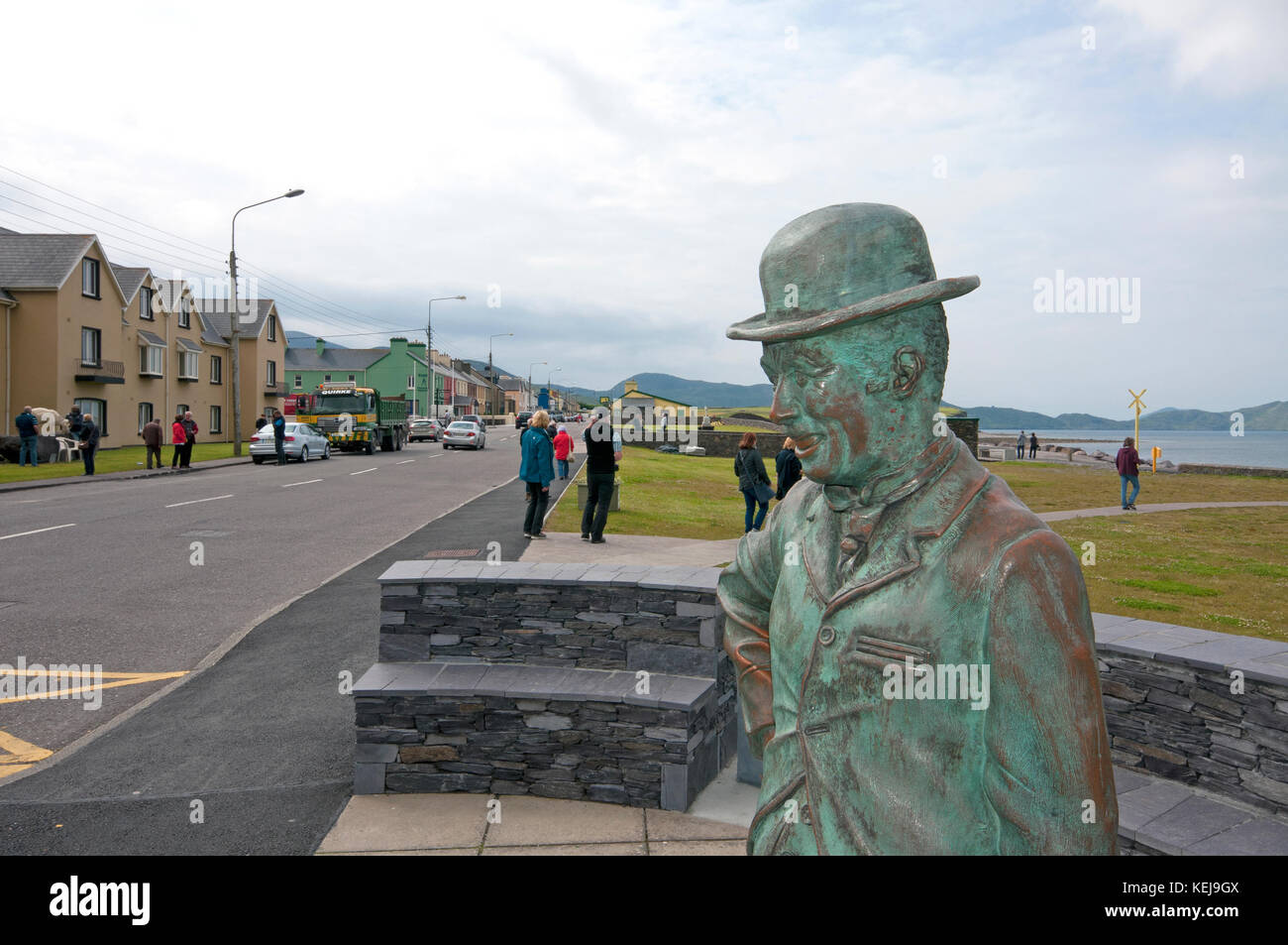 Statue of Charlie Chaplin (1889 1977) on the seafront in Waterville