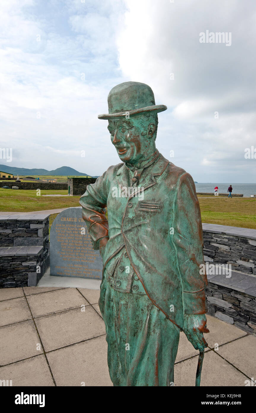 Statue of Charlie Chaplin (1889 1977) on the seafront in Waterville