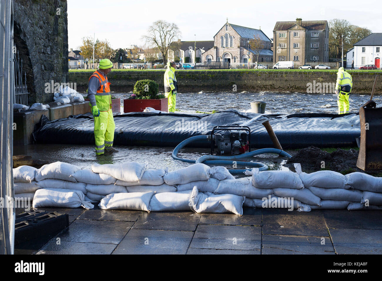 Sandbags in the spanish arch area of galway city hires stock photography and images Alamy