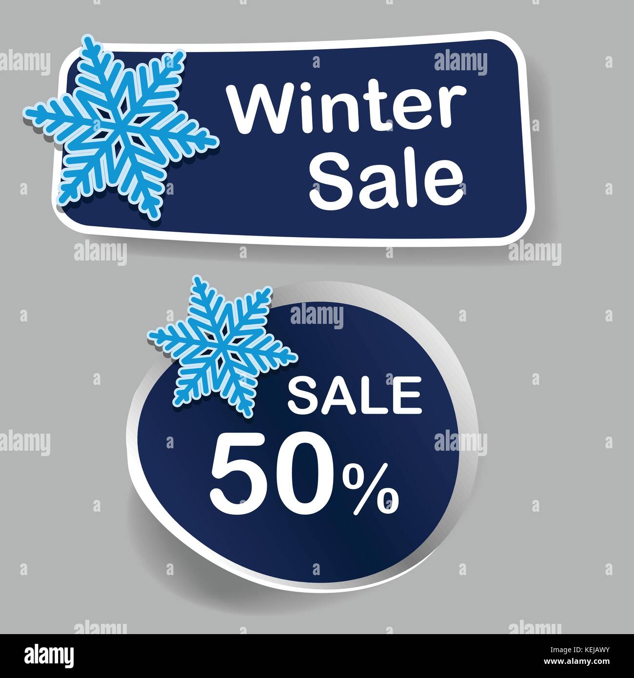 Set of Winter discount Tag, Winter sale banner, winter offer stickers - Vector illustration Stock Vector