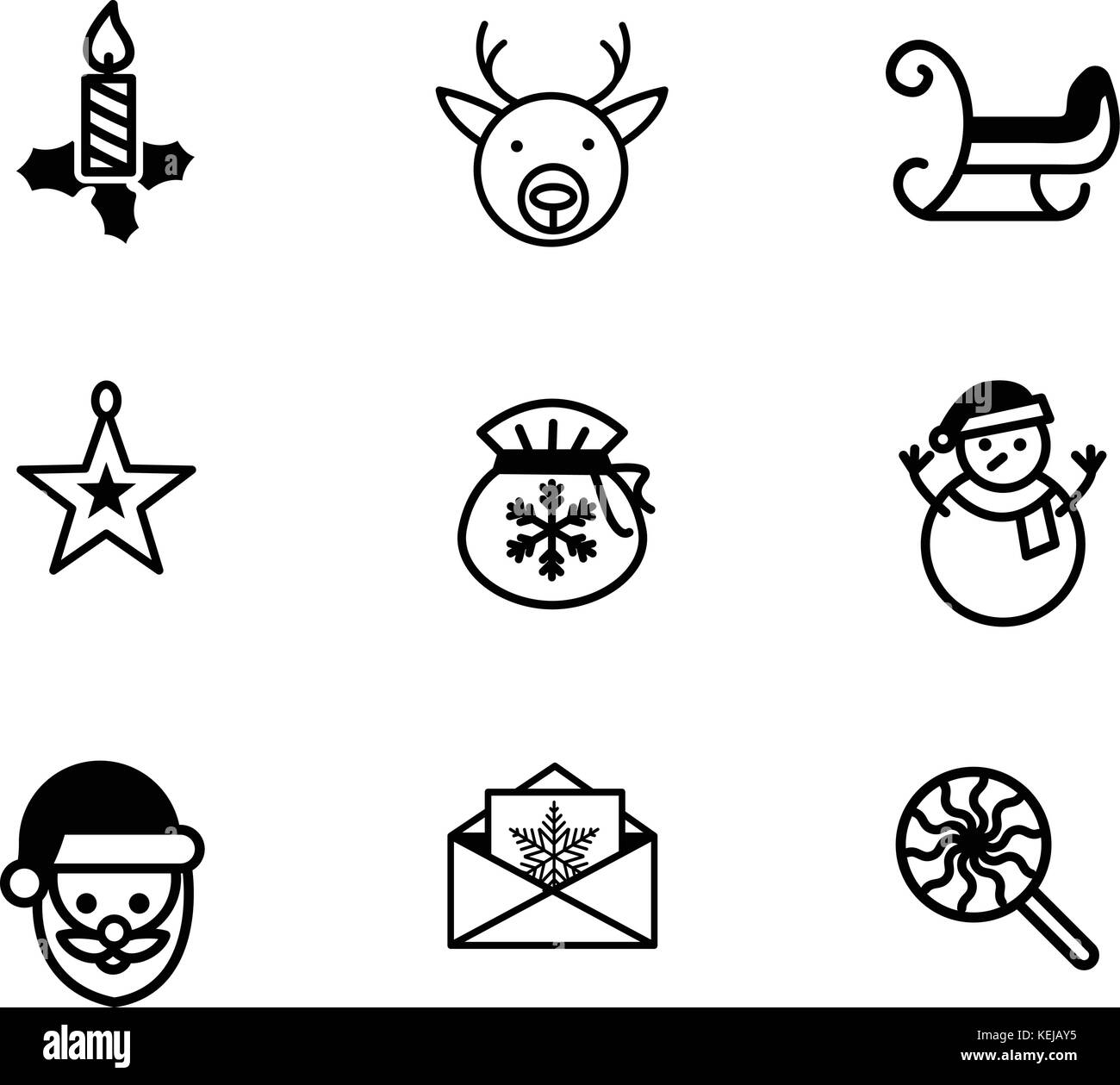 Set of Christmas icons, winter icon with thin line style -Vector Iconic Design Stock Vector