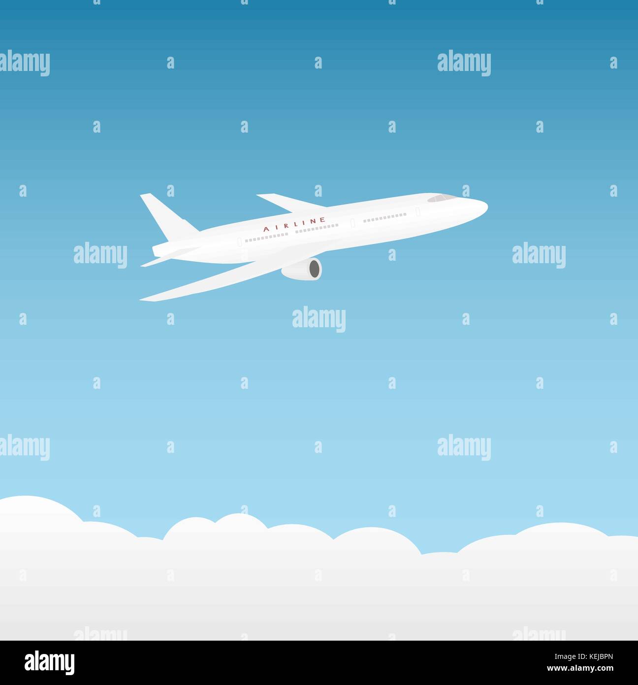 white airplane on a background of blue sky and clouds Stock Vector ...