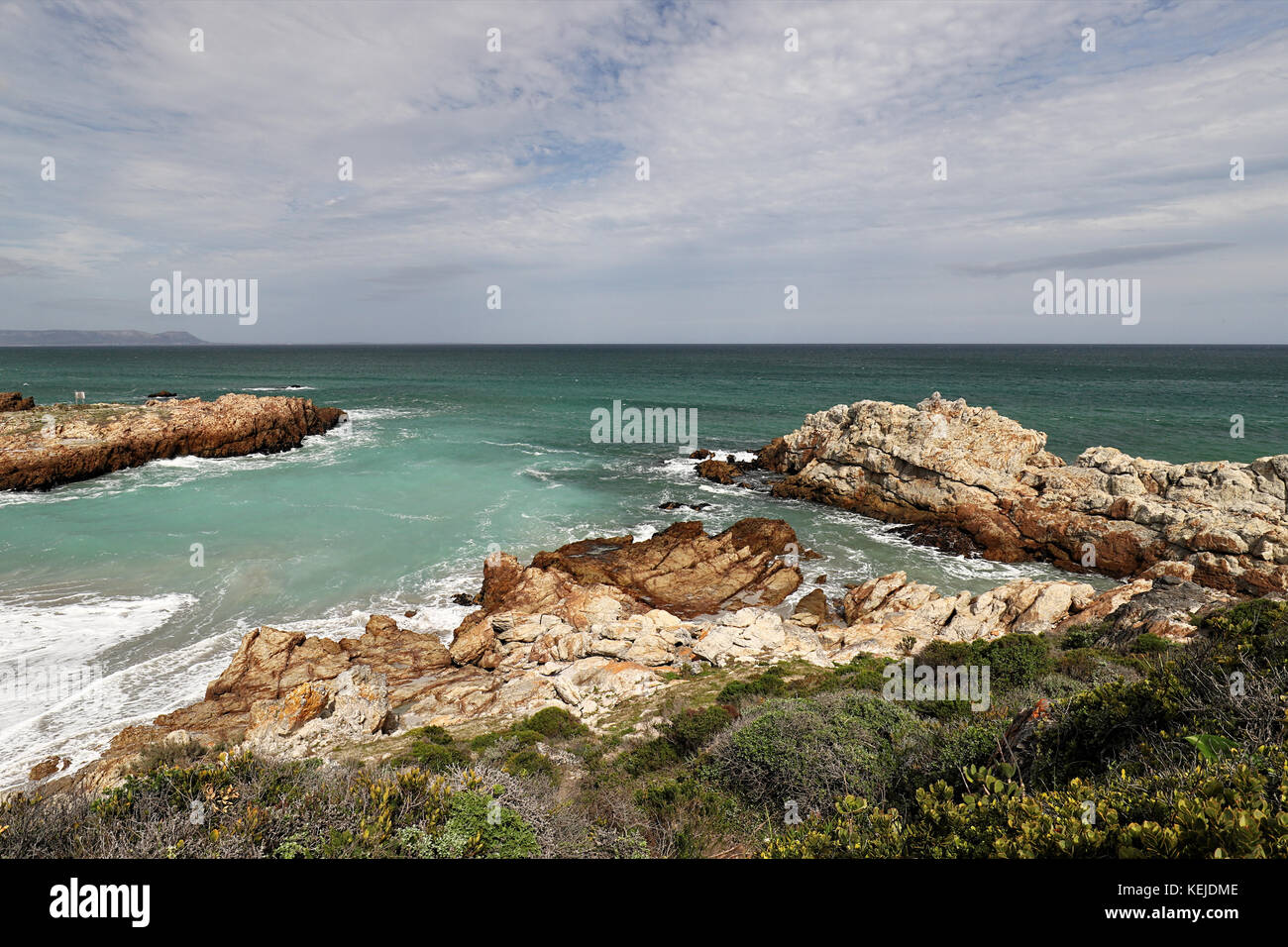 Ocean and coast landscape in Hermanus, South Africa Stock Photo