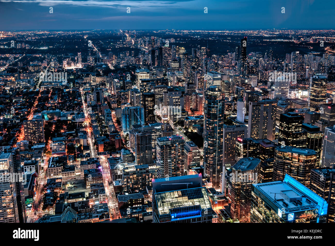 Beautiful view of the Toronto skyline from the top of the CN Tower Stock Photo