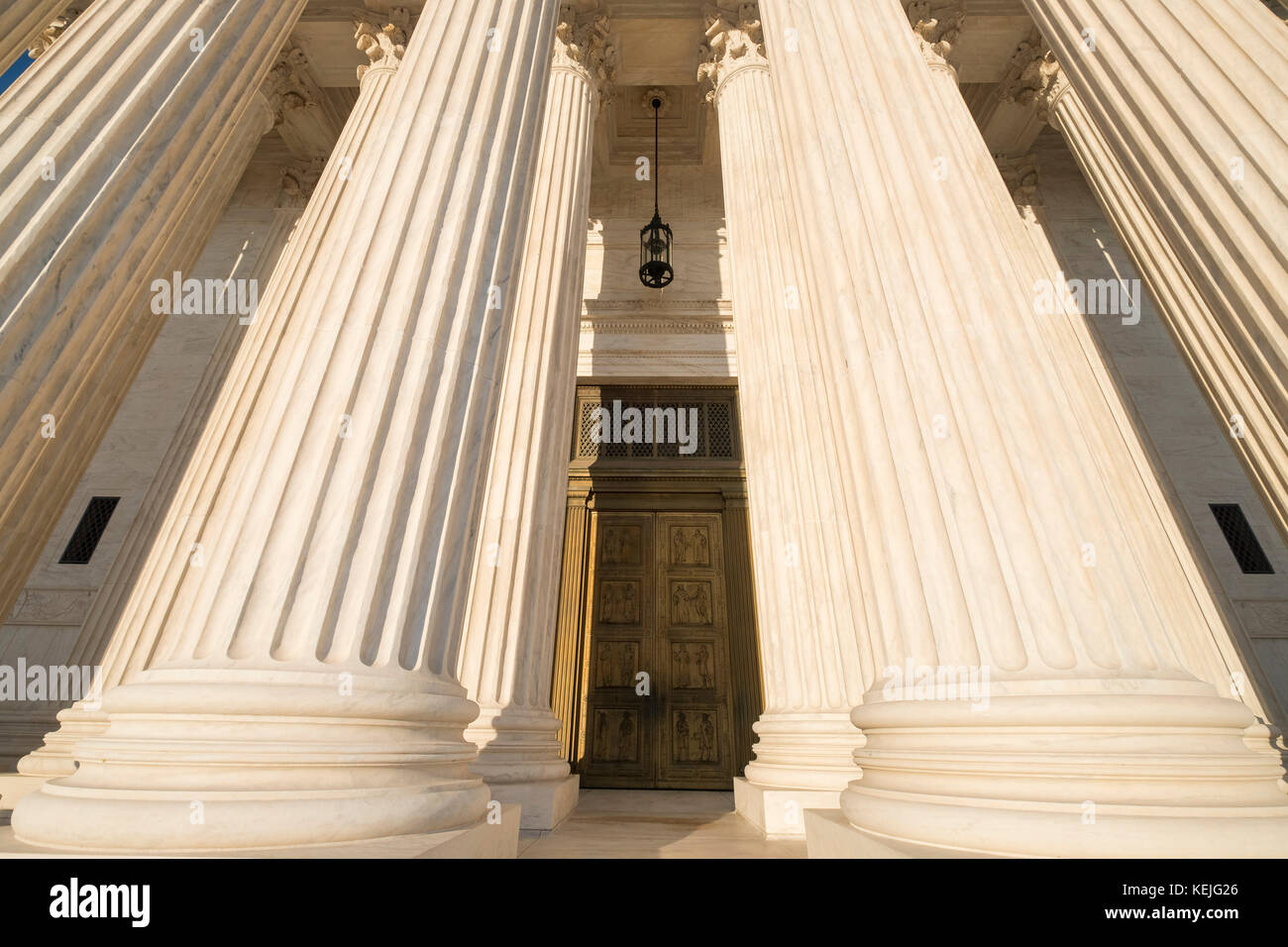 Main Doors and Entrance Pillars to the US Supreme Court Building, Capitol Hill, Washington DC, USA Stock Photo