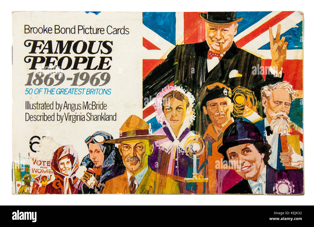 'Famous People 1869-1969' Brooke Bond Picture Cards album, published in 1969 with illustrations by Angus McBride Stock Photo