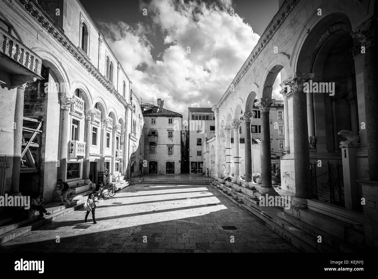 The Peristyle within Diocletian's Palace in the Old Town in Split, Croatia. Stock Photo