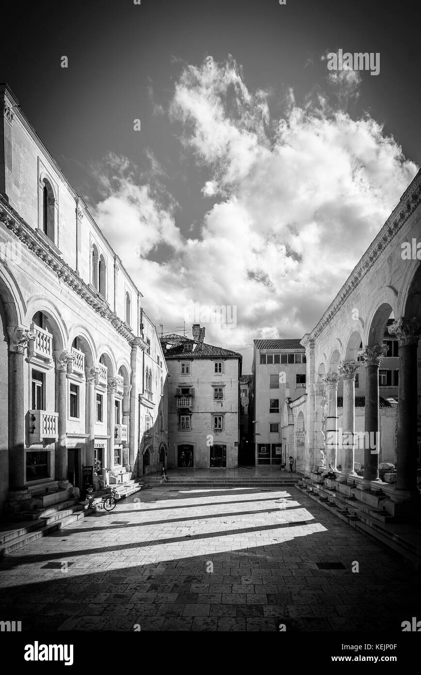 The Peristyle within Diocletian's Palace in the Old Town in Split, Croatia. Stock Photo