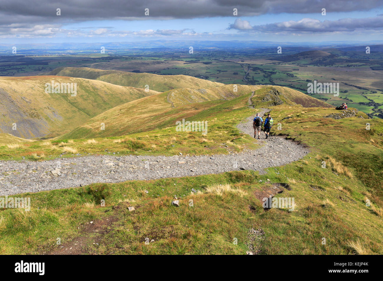 Walkers on Scales fell leading up to Blencathra fell, Lake District