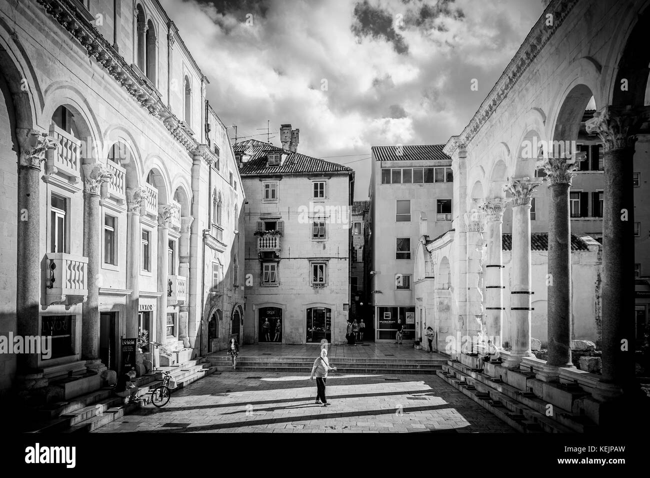 The Peristyle within Diocletian's Palace in the Old Town in Split, Croatia. Stock Photo