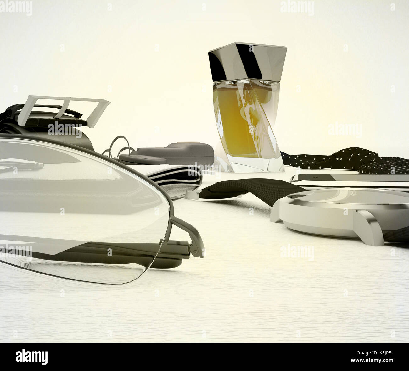 Gentleman kit - men’s fashion accessories on light background Stock