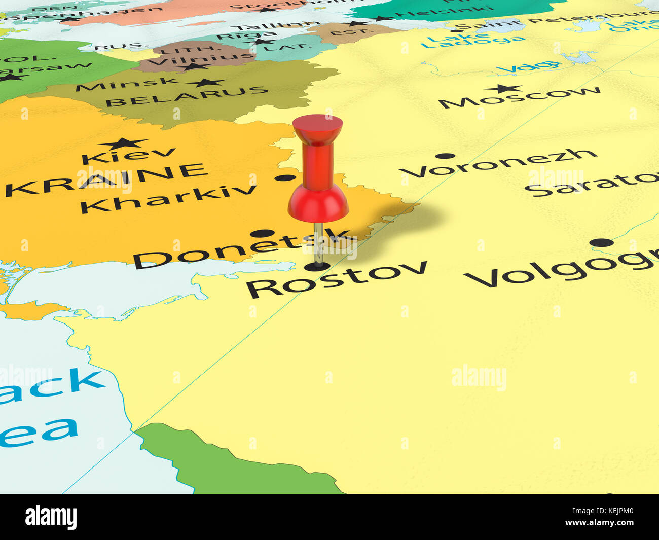 Pushpin on Rostov map background. 3d illustration Stock Photo Alamy