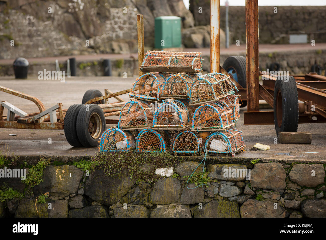 lobster pots on harbour at Carrickfergus north ireland Stock Photo Alamy