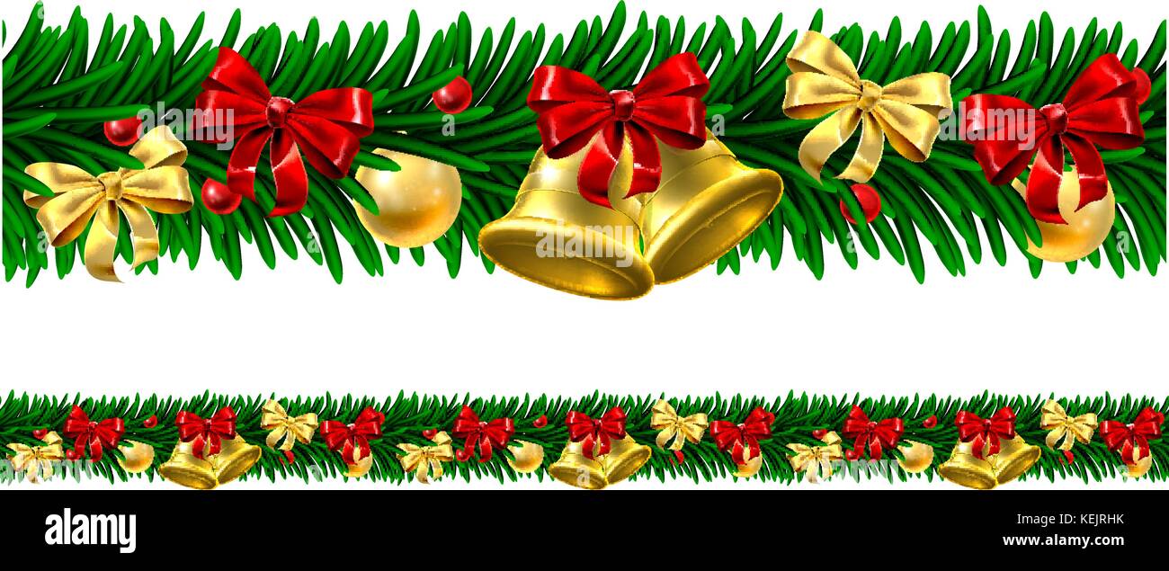 Christmas Tree Baubles Wreath Design Border Stock Vector