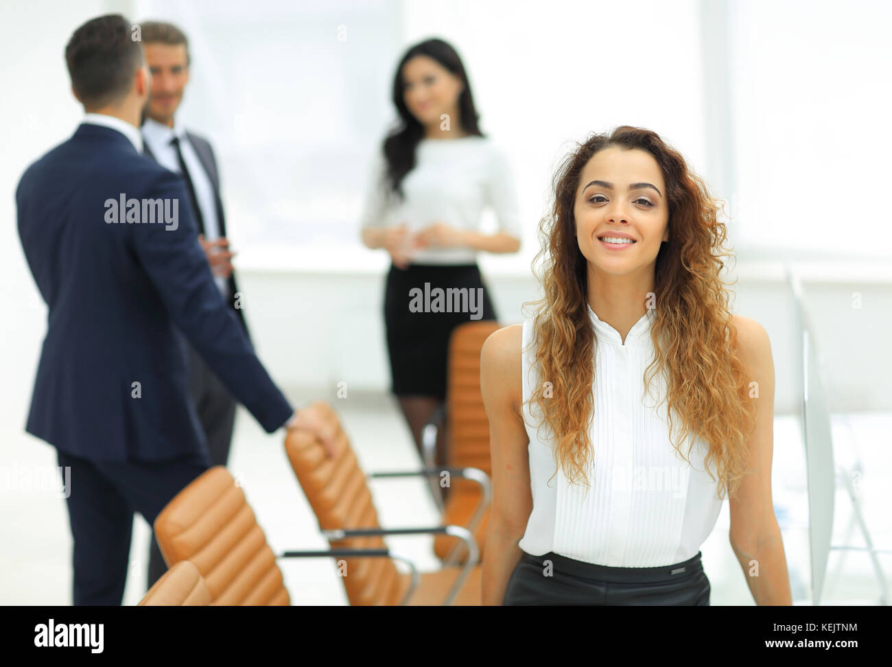 business woman on the background of business team Stock Photo - Alamy