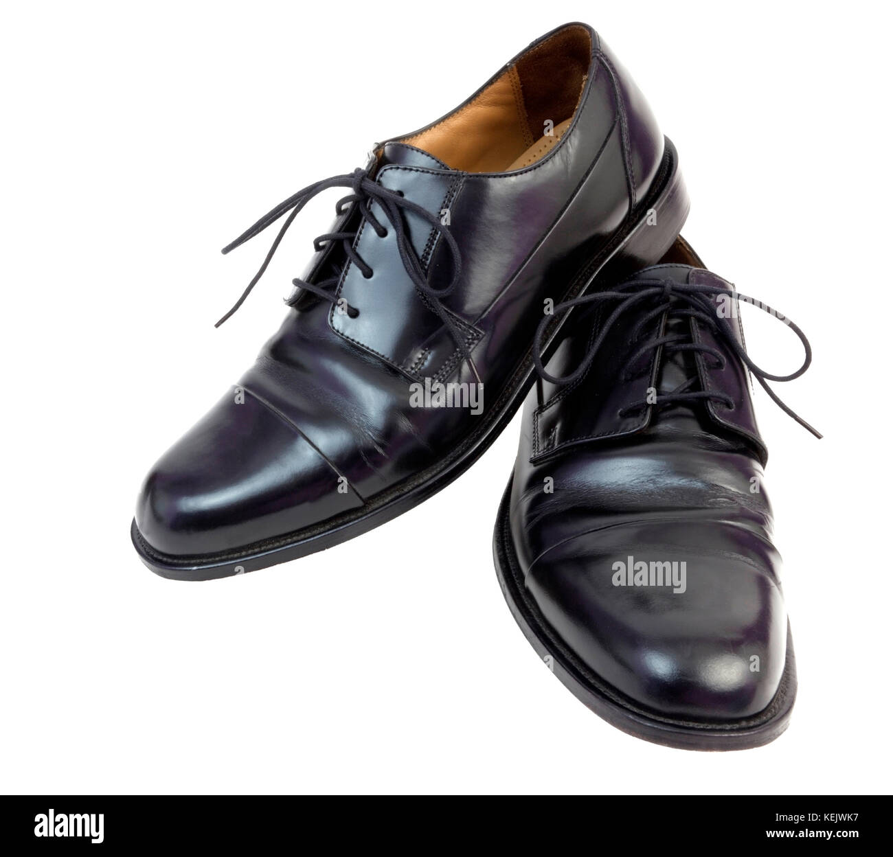 Shiny black men's dress shoes. Isolated Stock Photo - Alamy