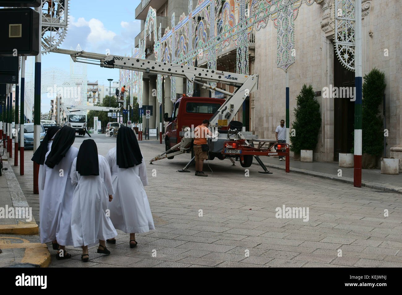 Organising the party of Madonna della Madia, monopoli, apulia, italy Stock Photo