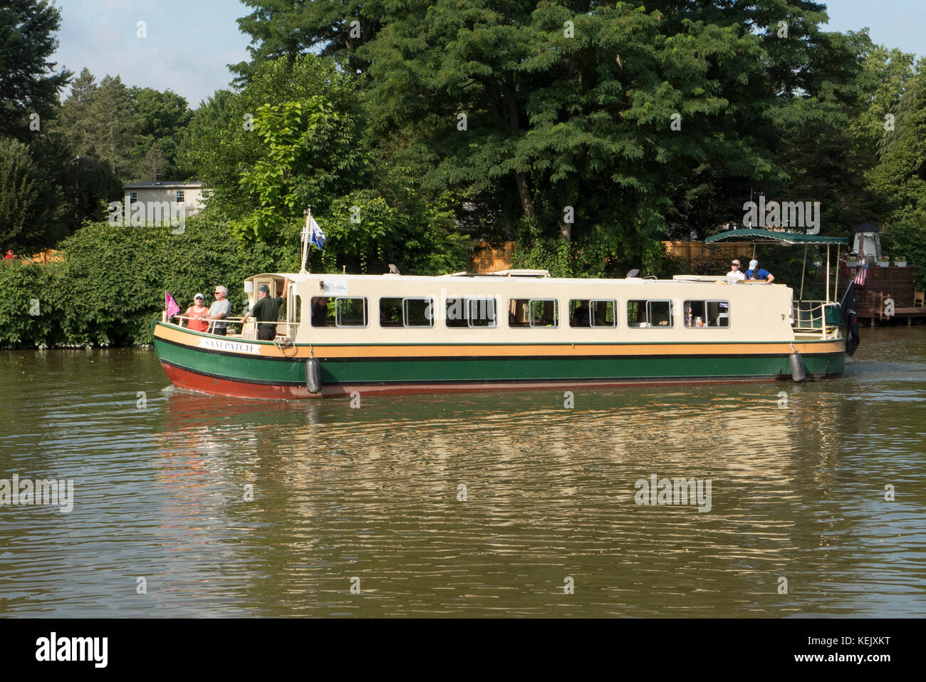 Erie Canal houseboat. Stock Photo