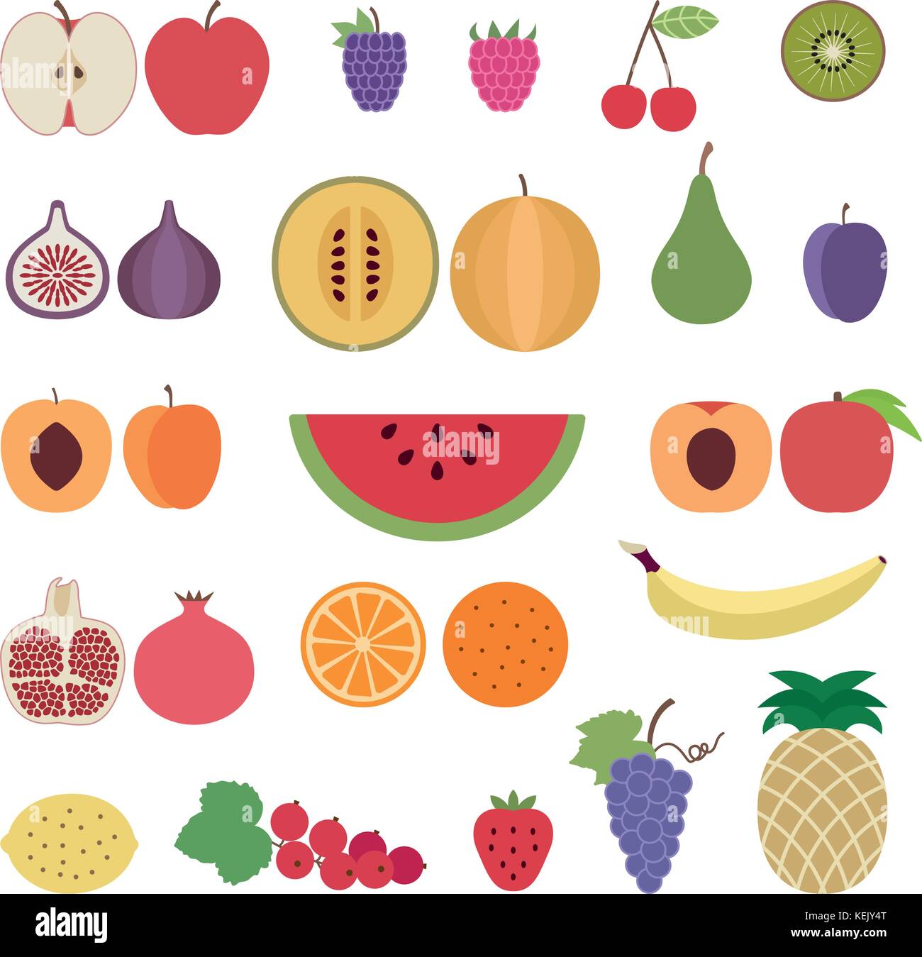 Various fruit icons vector set. Stock Vector