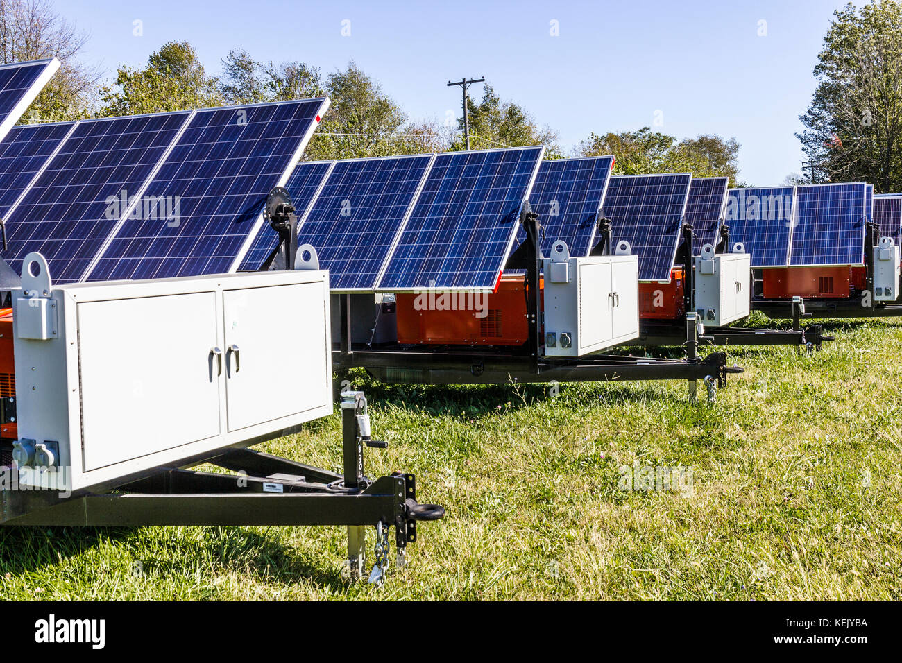 Indianapolis Circa October 2017 Mobile Photovoltaic Solar Panels on