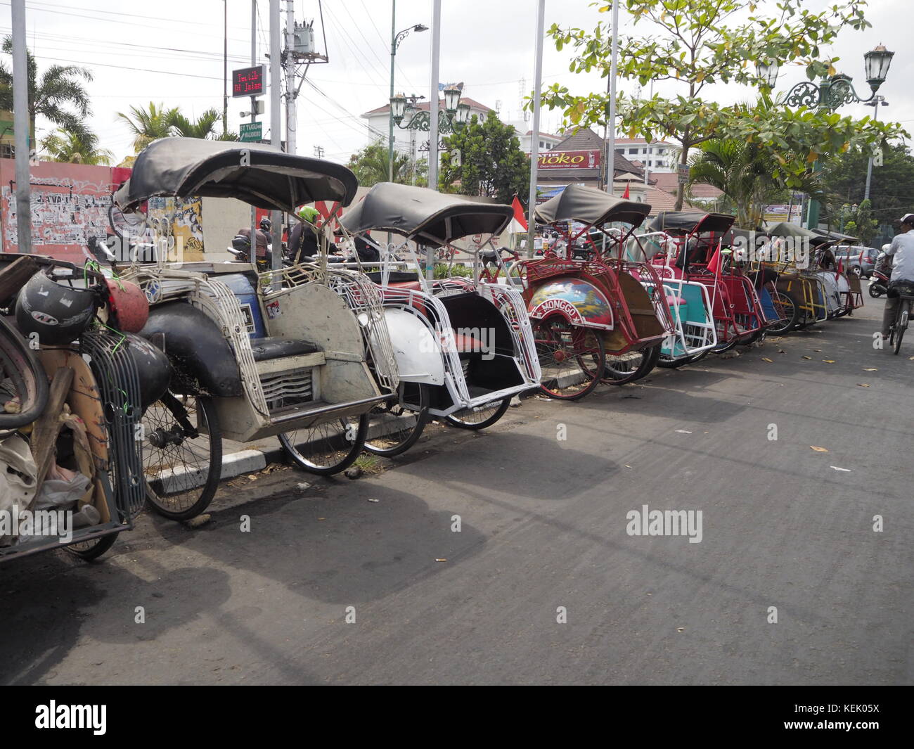 Pedicabs in Jogjakarta, Cental Java, Indonesia Stock Photo