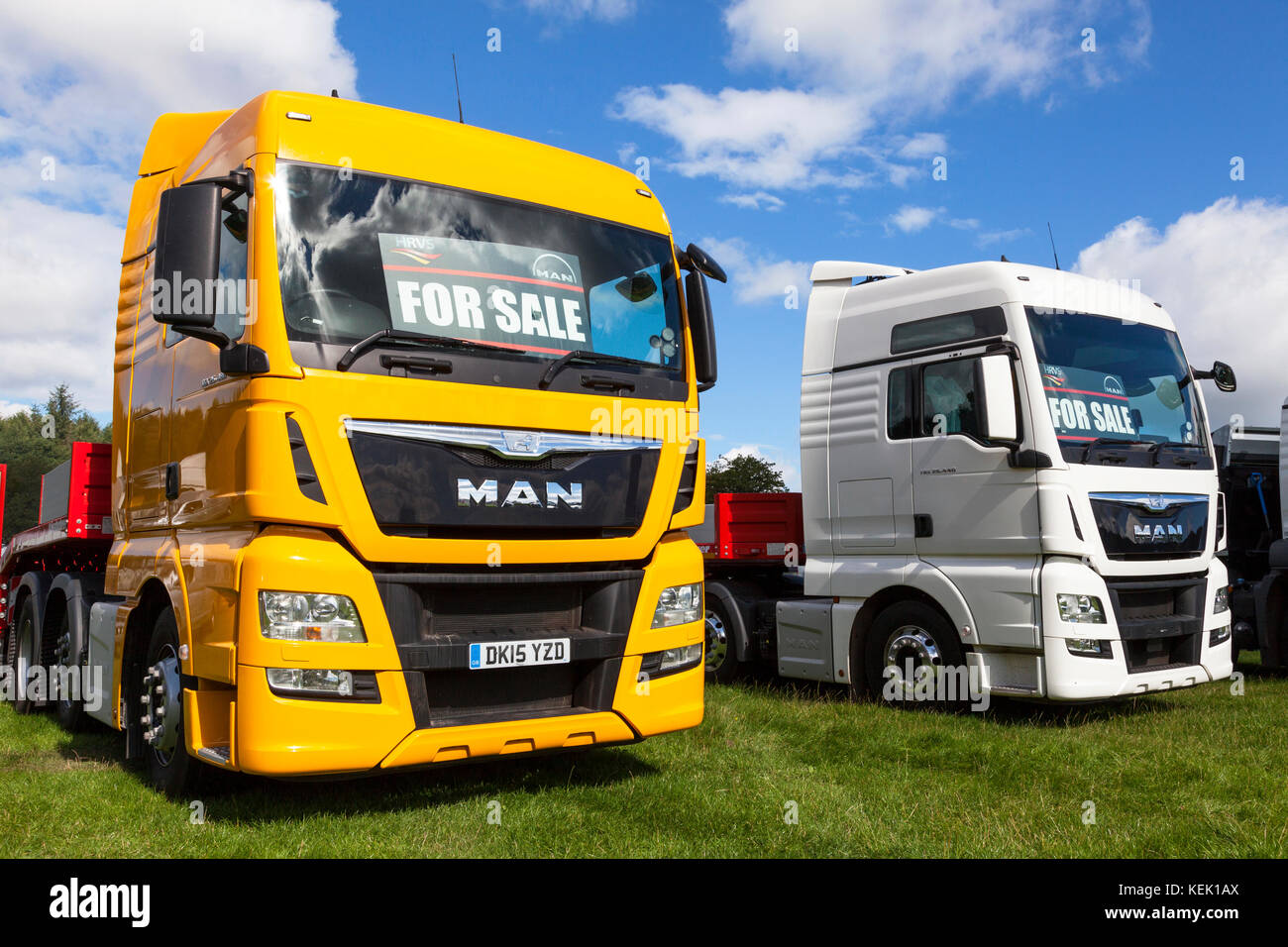 Commercial vehicle sales.  MAN trucks for sale in the U.K. Stock Photo