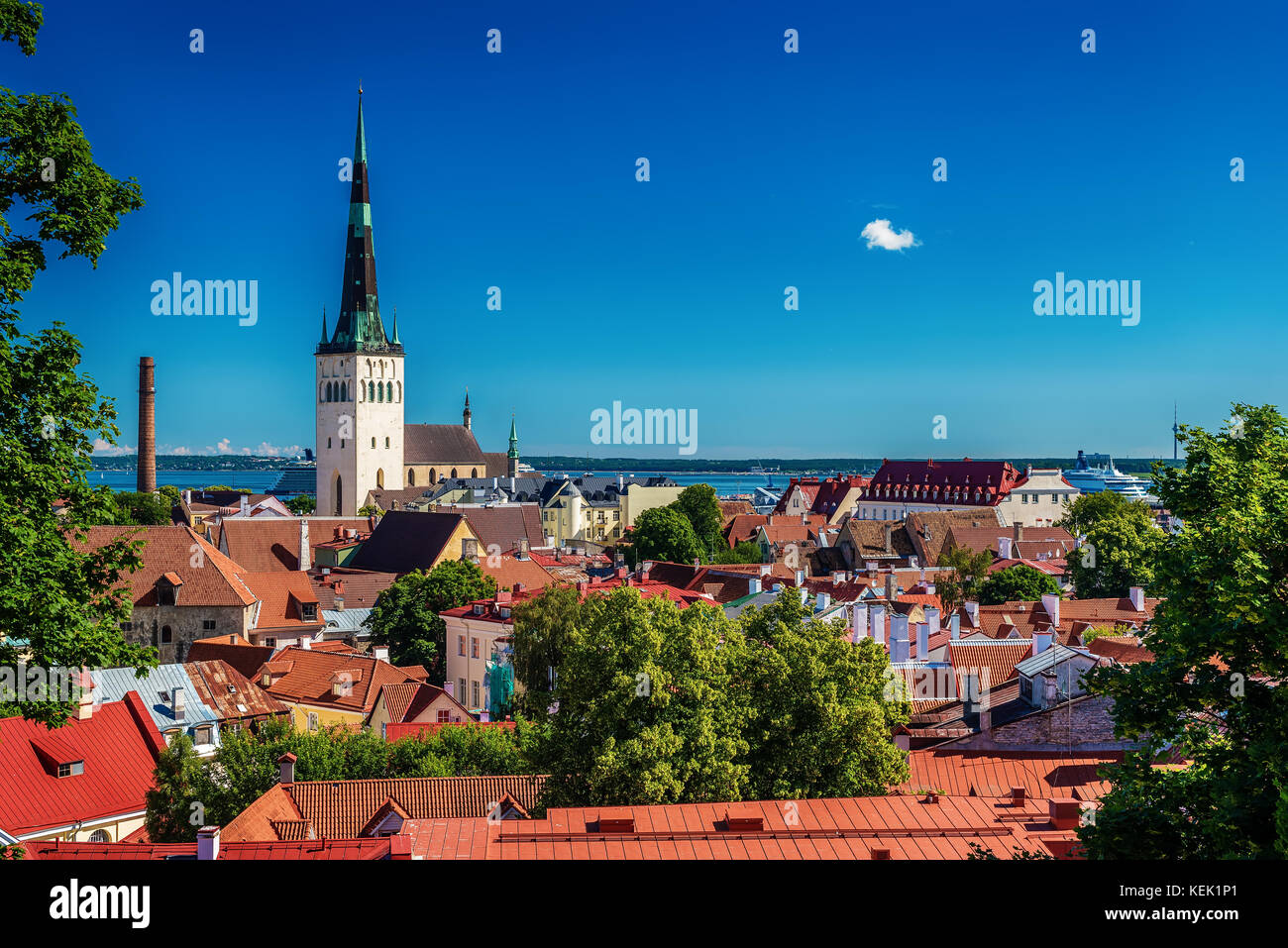Tallinn, Estonia: aerial top view of the old town Stock Photo