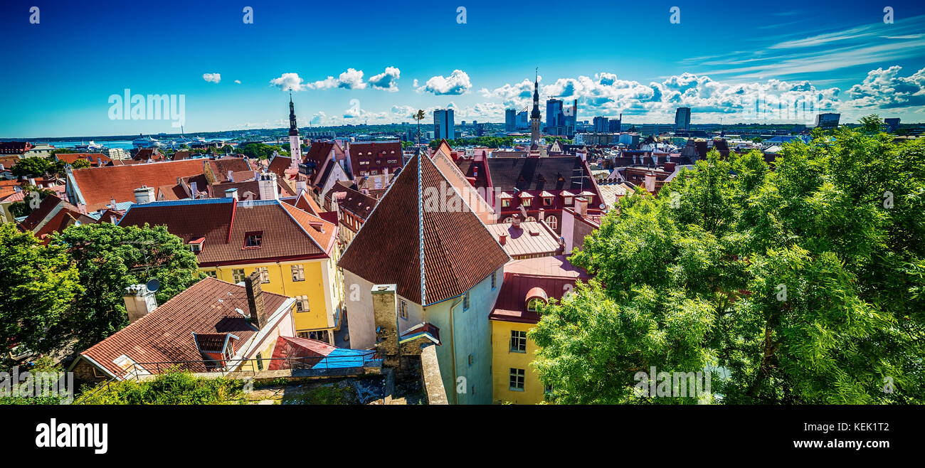 Tallinn, Estonia: aerial top view of the old town  Stock Photo