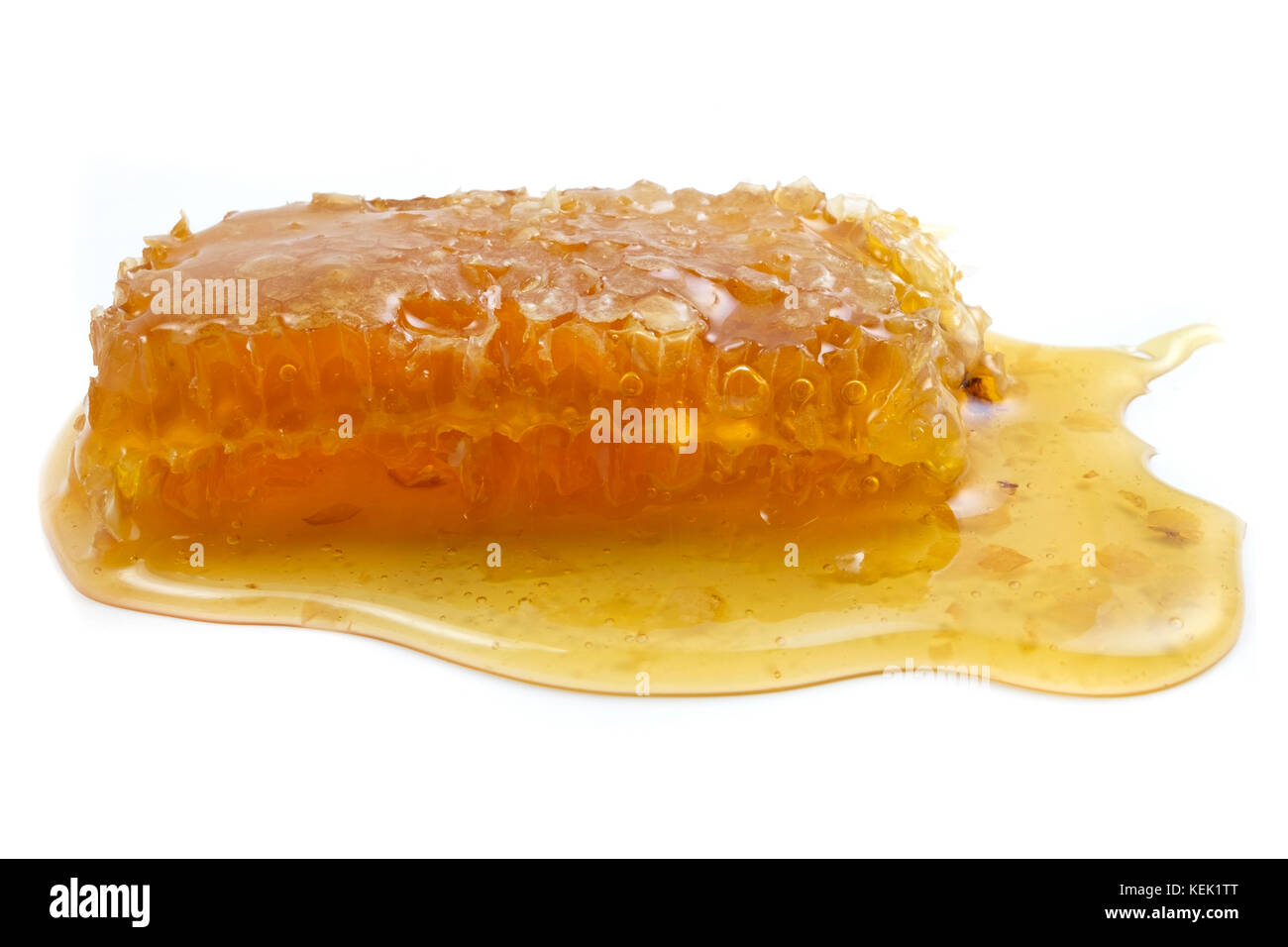 Fresh chunk honey on a white background Stock Photo