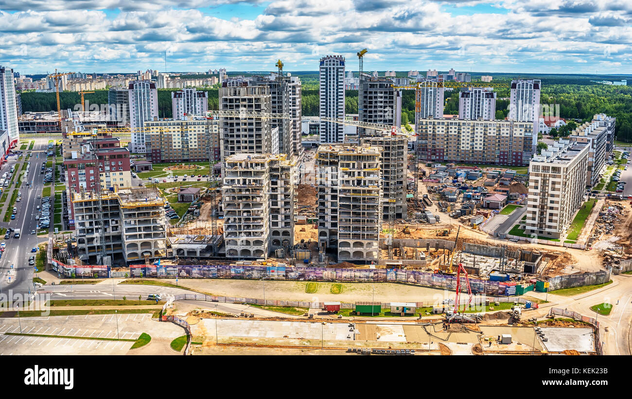 Minsk, Belarus: construction of multi-stored houses in new part of city