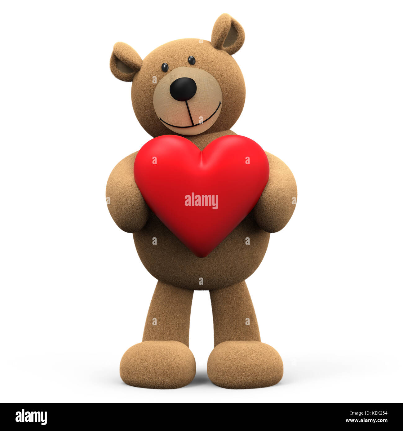 Teddy bear with heart isolated on white background 3D rendering Stock ...
