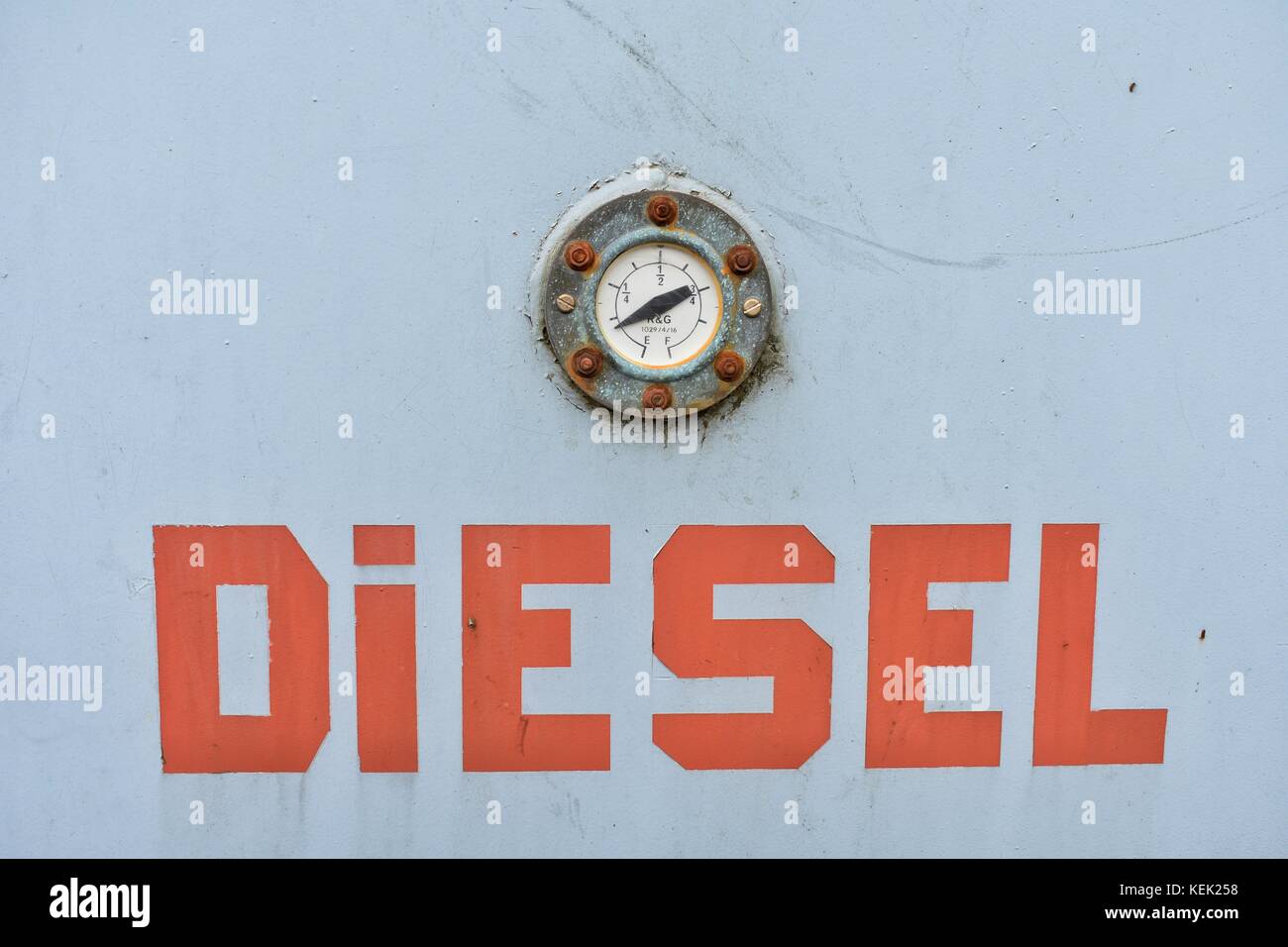 Empty Diesel Tank with Gauge Stock Photo Alamy