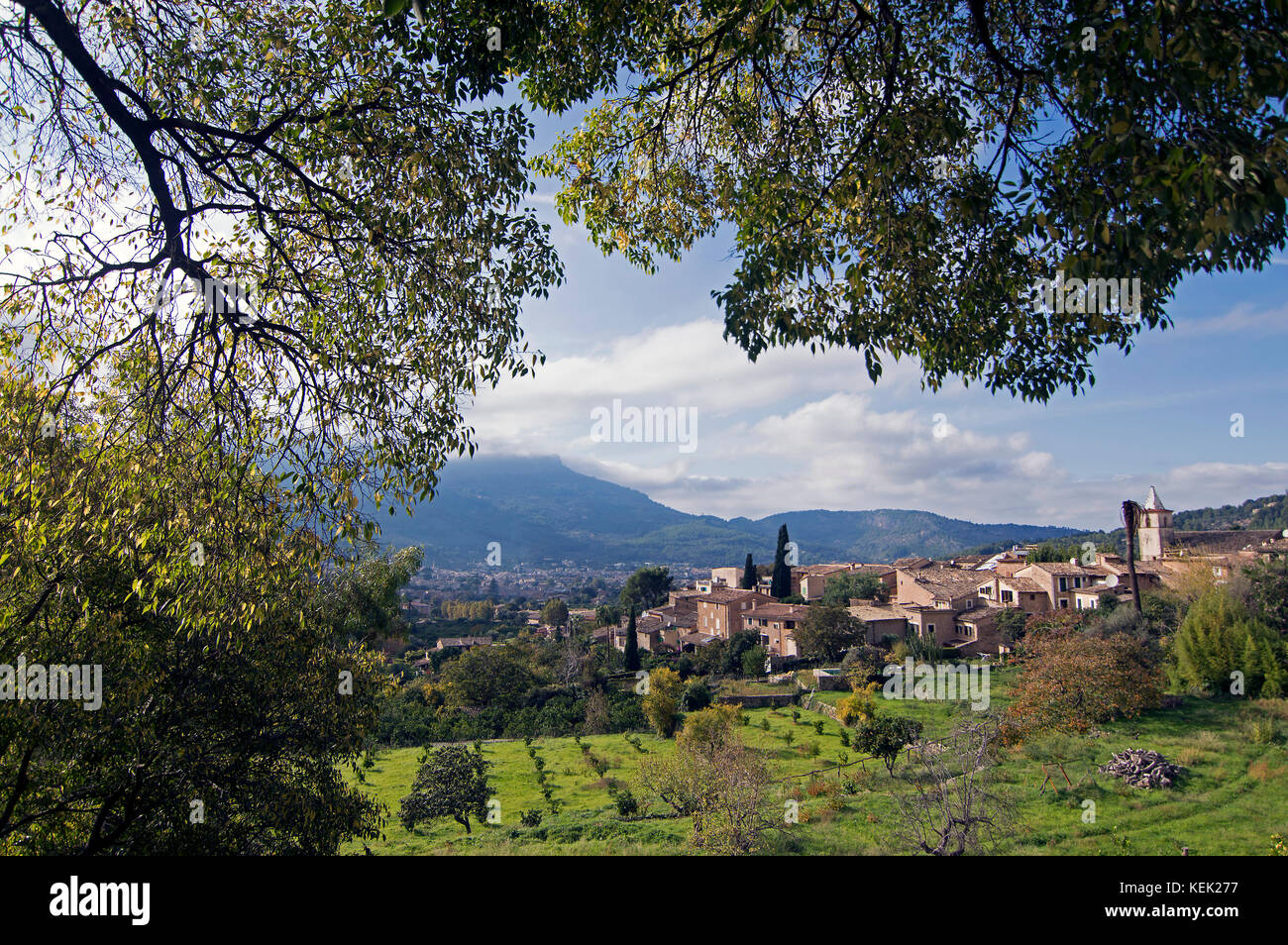 Biniaraix, beautiful mountain village in Mallorca. A wonderful part of the Traumuntana mountain range Stock Photo