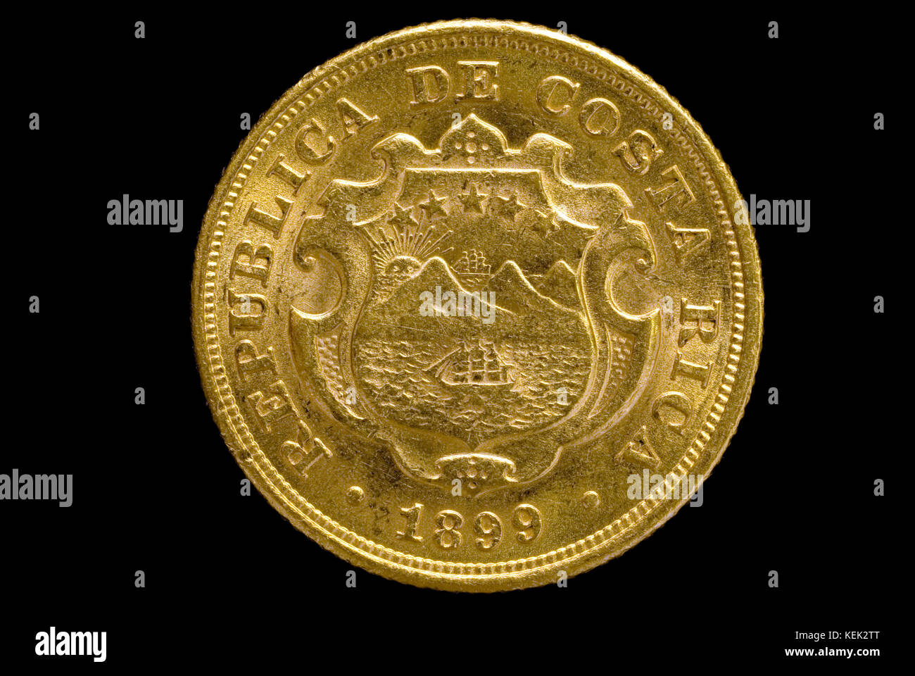 Costa Rica Gold Coin Stock Photo