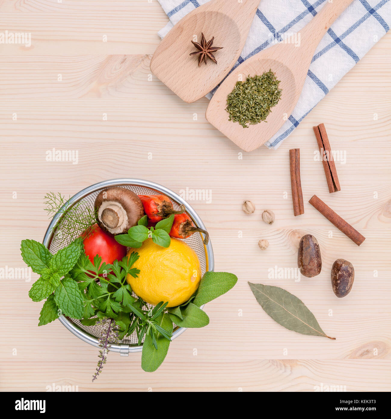 Fresh herbs and spices sage,rosemary,parsley,mint ,holy basil ,nutmeg