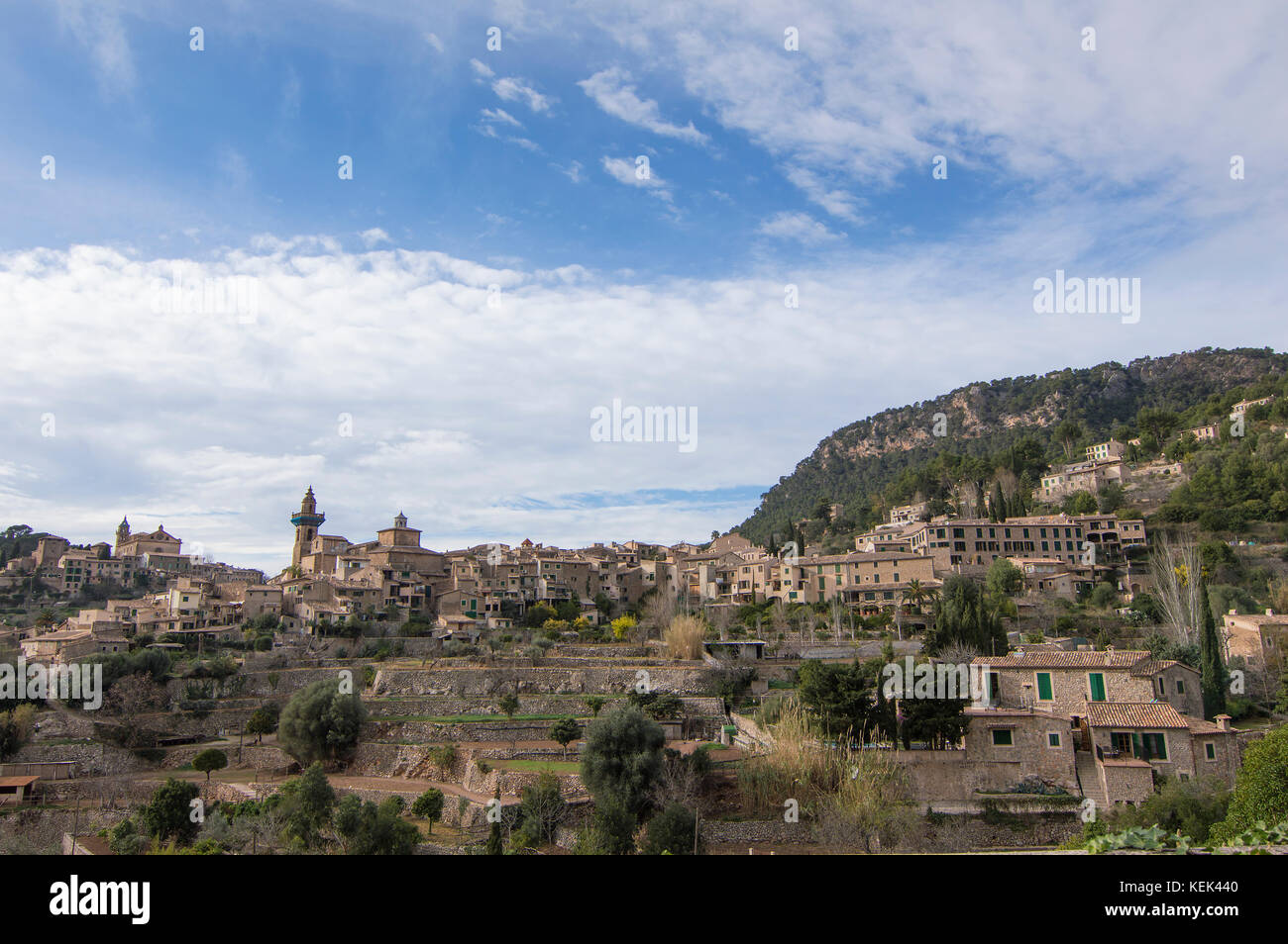 Deia, beautiful mountain village in Mallorca. A wonderful part of the Traumuntana mountain range Stock Photo