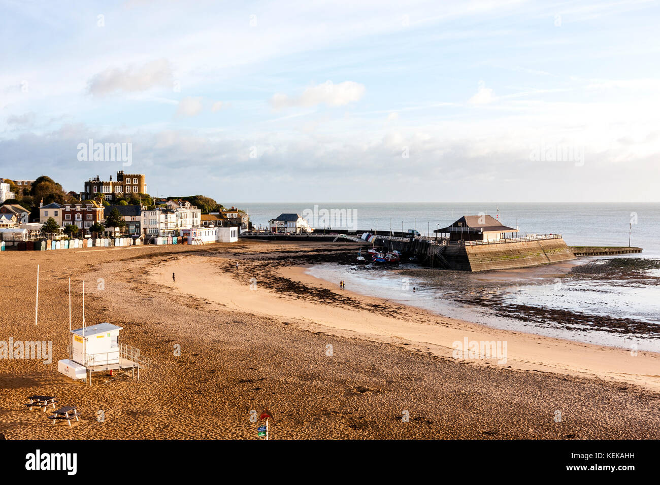 England, Broadstairs. Cliff top view of the beach at Viking Bay and