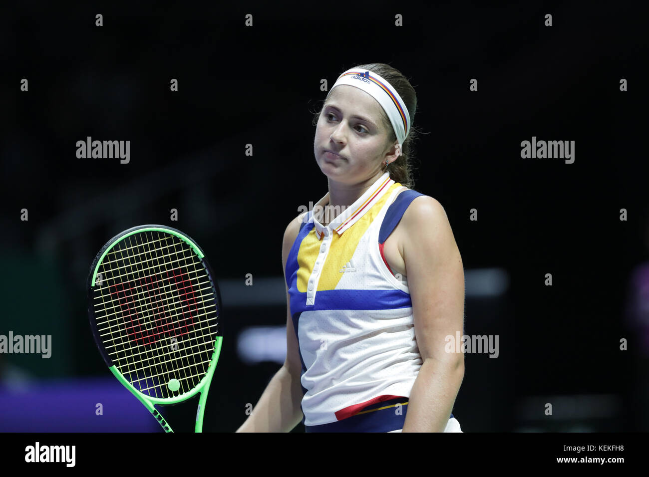 Jelena Ostapenko is in action during her first round robin match of the ...
