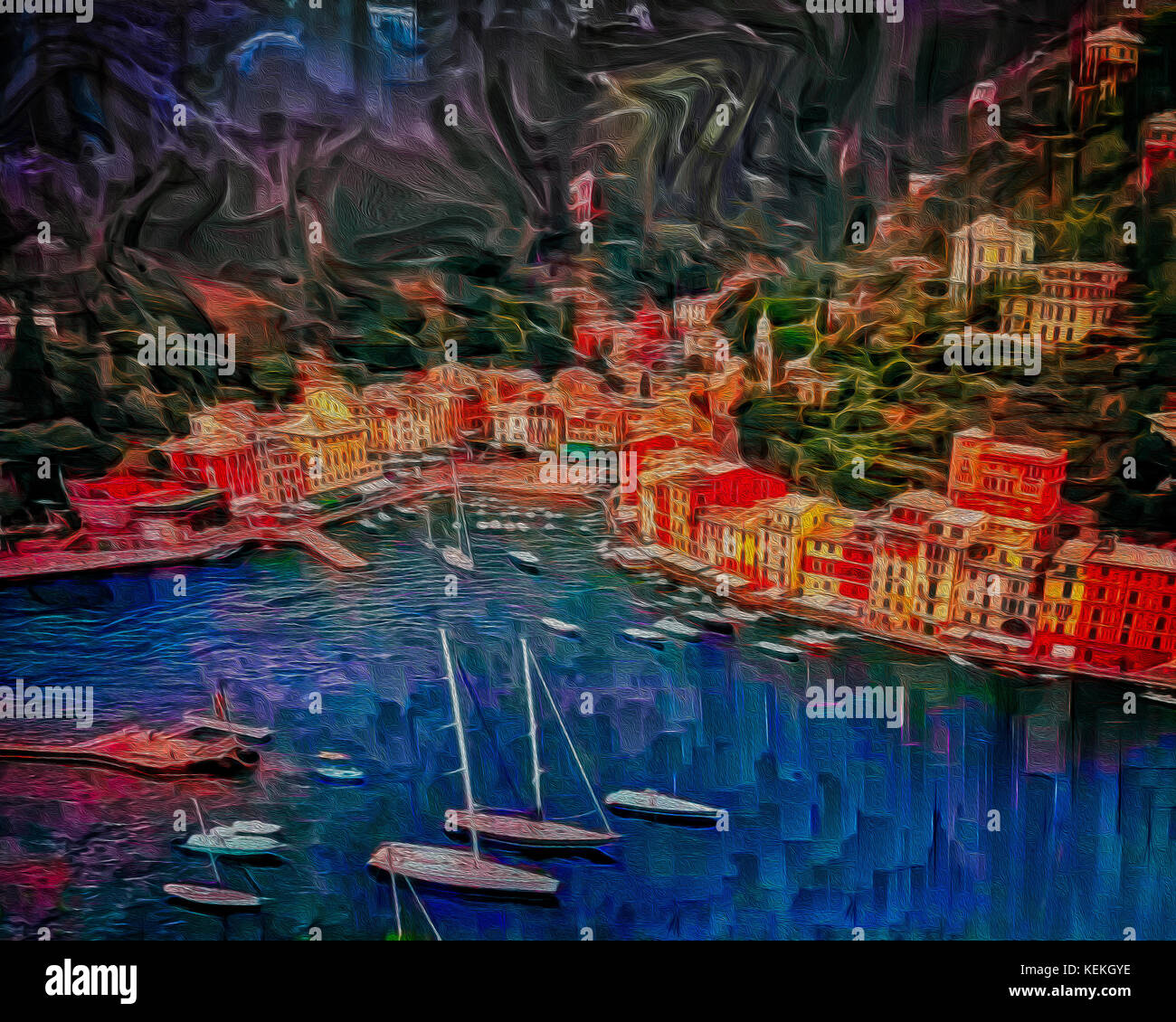 MODERN ART: Portofino near Genova, Liguria, Italy Stock Photo