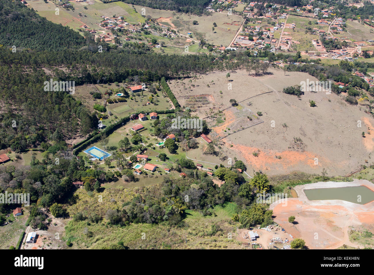 aerial view of houses at Piracaia - Brazil Stock Photo