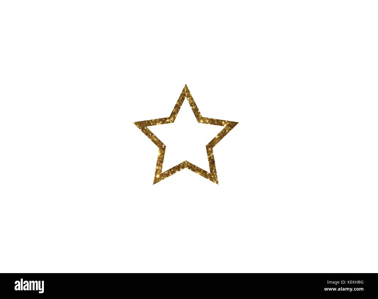 The vector golden glitter review star icon on white background Stock Vector