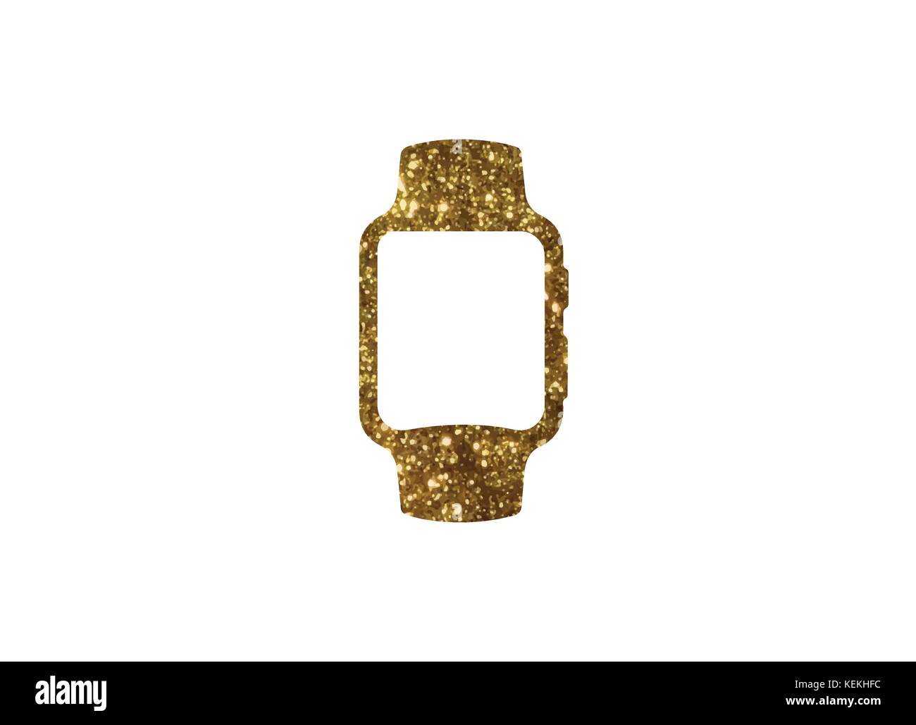 The vector golden glitter gold color flat smart watch icon on white background Stock Vector