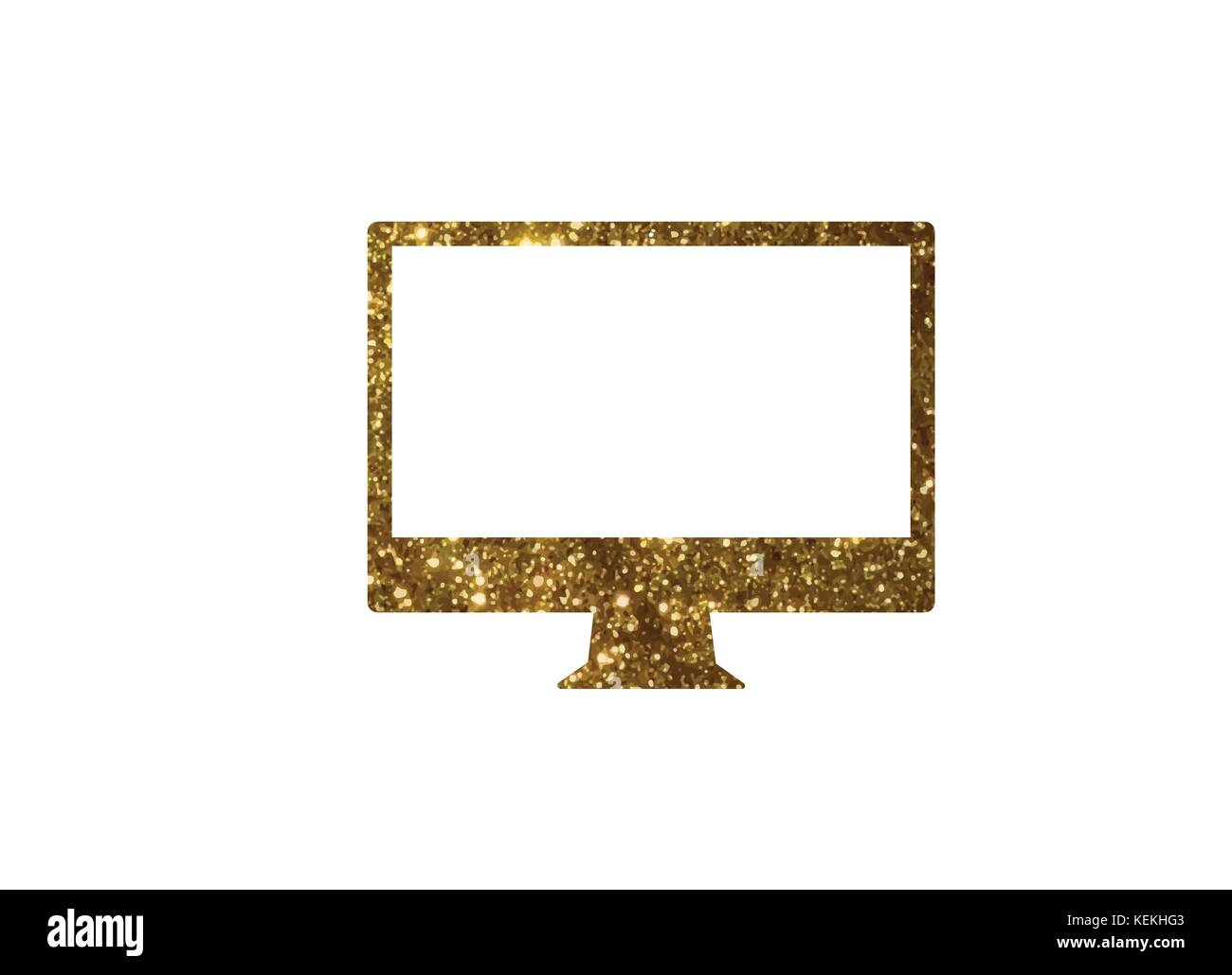The vector golden glitter gold color flat computer icon on white background Stock Vector