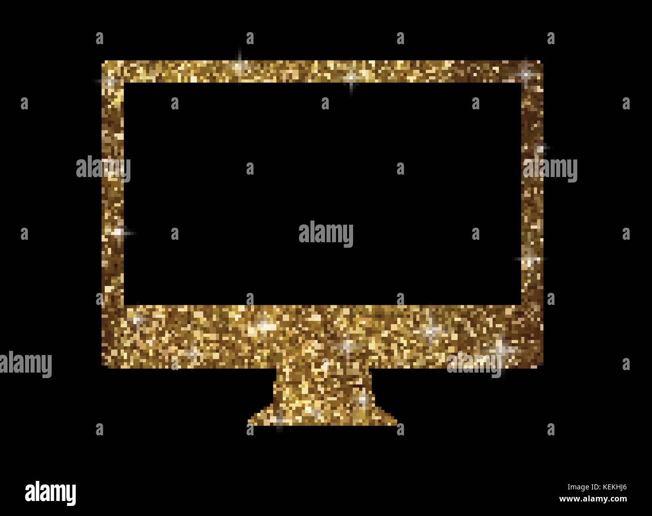 The vector golden glitter gold color flat computer icon on black background Stock Vector