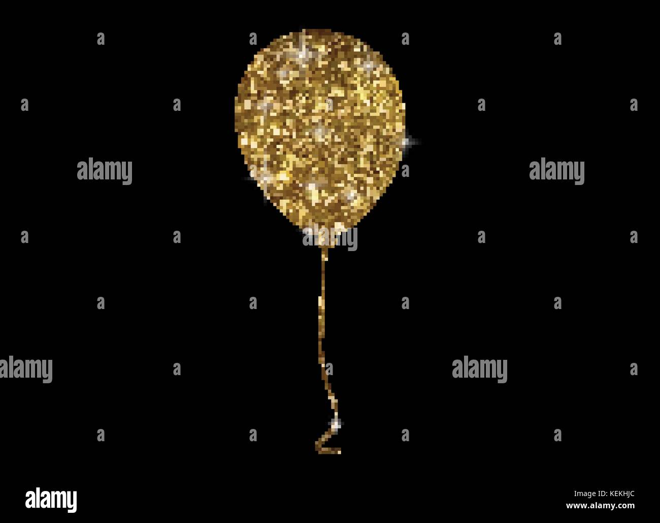 The vector golden glitter of isolated gathering event air balloon on black background Stock Vector